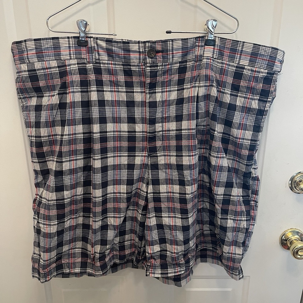 Harbor Bay‎ 48 Blue Plaid Casual Walking Shorts Expander Side Panels Preppy - Picture 2 of 6